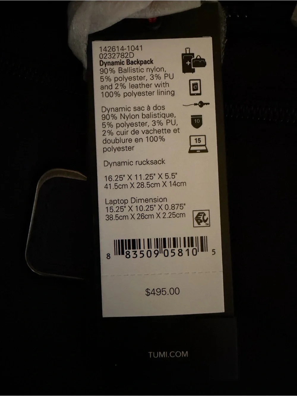 NWT Tumi Alpha Bravo Black Men's Everyday Backpack
